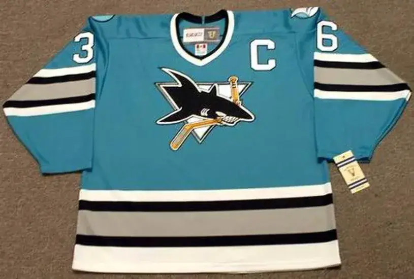 JEFF ODGERS San Jose Sharks 1995 CCM Vintage Throwback NHL Hockey Jersey