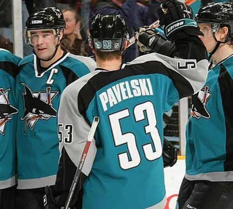 JOE PAVELSKI San Jose Sharks 2006 CCM Throwback NHL Home Hockey Jersey 