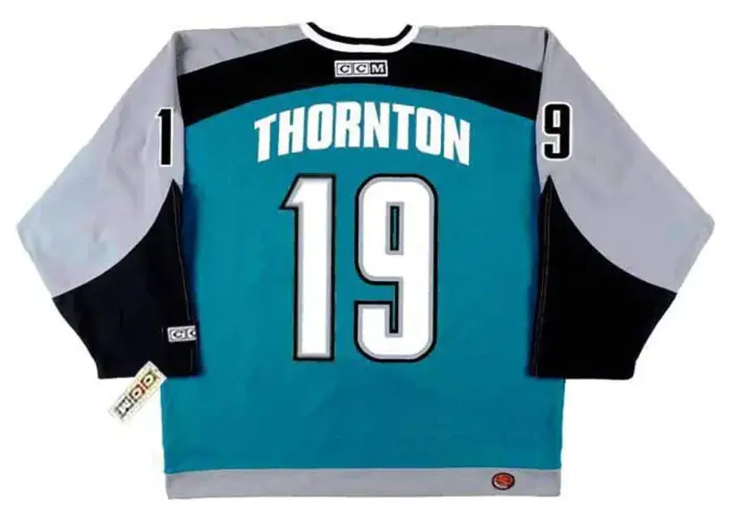 JOE THORNTON San Jose Sharks 2005 CCM Throwback NHL Home Hockey Jersey 