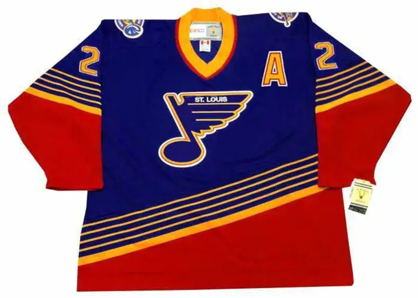 AL MacINNIS St. Louis Blues 1996 Away CCM Throwback NHL Hockey Jersey