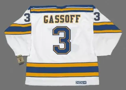 BOB GASSOFF St. Louis Blues 1975 CCM Vintage Throwback NHL Hockey Jersey 