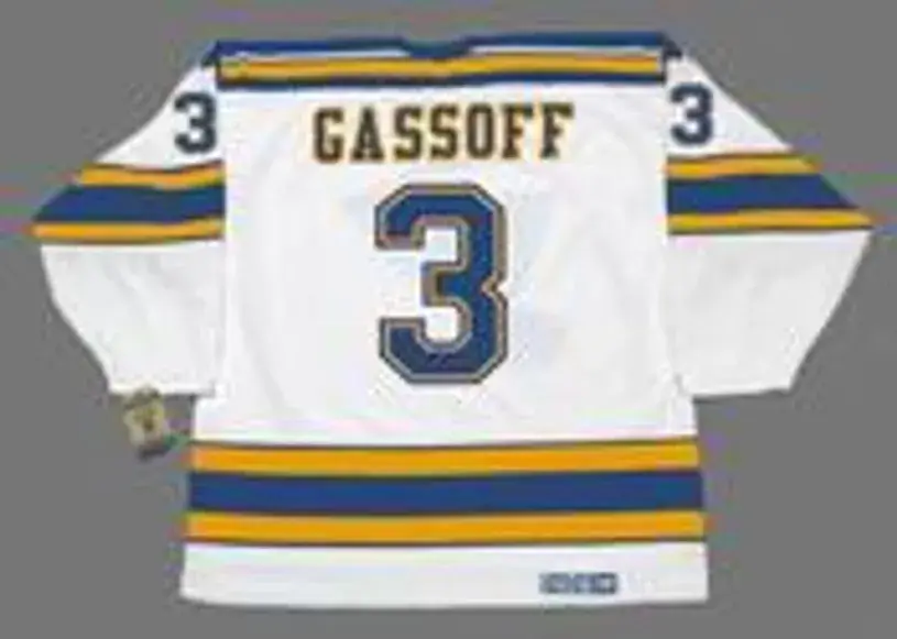BOB GASSOFF St. Louis Blues 1975 CCM Vintage Throwback NHL Hockey Jersey 