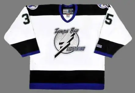 NIKOLAI KHABIBULIN Tampa Bay Lightning 2004 CCM Throwback Away NHL Jersey