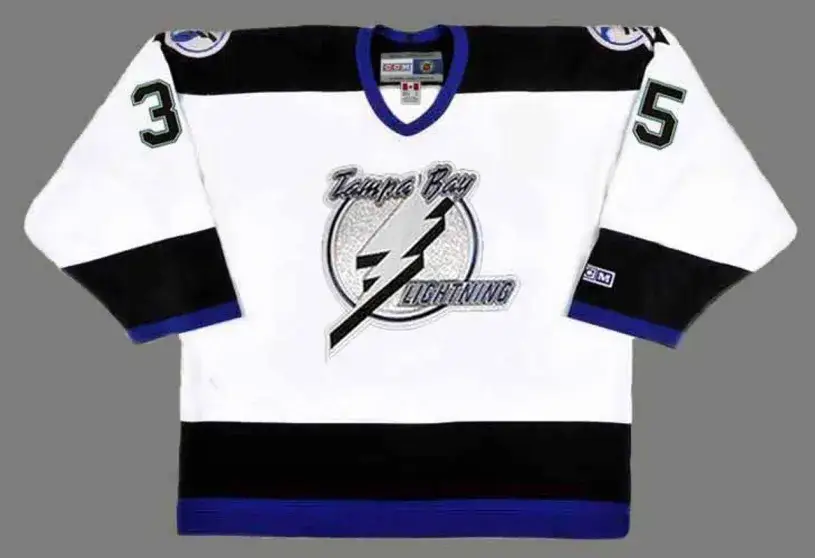 NIKOLAI KHABIBULIN Tampa Bay Lightning 2004 CCM Throwback Away NHL Jersey