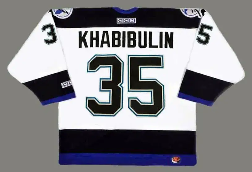 NIKOLAI KHABIBULIN Tampa Bay Lightning 2004 CCM Throwback Away NHL Jersey 