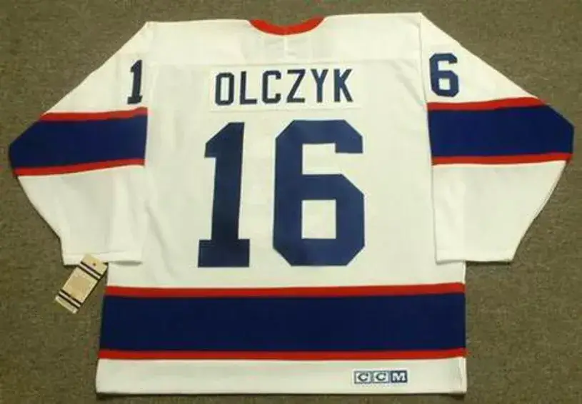 ED OLCZYK Winnipeg Jets 1995 CCM Vintage Throwback Home NHL Hockey Jersey 