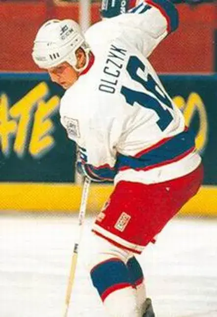 ED OLCZYK Winnipeg Jets 1995 CCM Vintage Throwback Home NHL Hockey Jersey 
