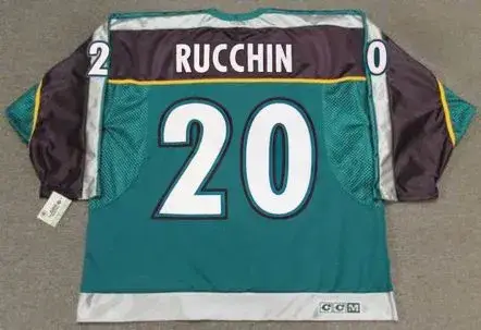 STEVE RUCCHIN Anaheim Mighty Ducks 1997 Alternate CCM NHL Throwback Jersey 