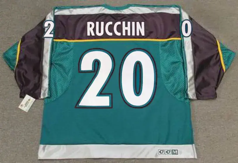 STEVE RUCCHIN Anaheim Mighty Ducks 1997 Alternate CCM NHL Throwback Jersey 