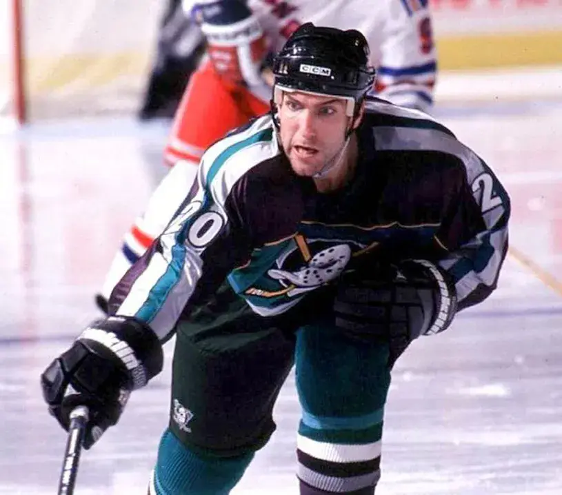 STEVE RUCCHIN Anaheim Mighty Ducks 1997 Alternate CCM NHL Throwback Jersey 