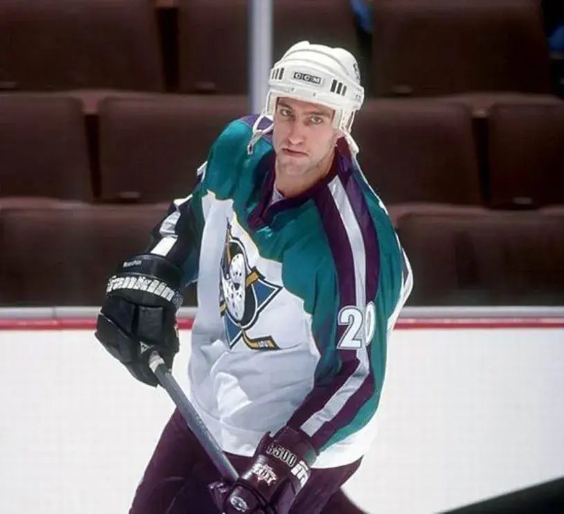 STEVE RUCCHIN Anaheim Mighty Ducks 1997 Alternate CCM NHL Throwback Jersey 