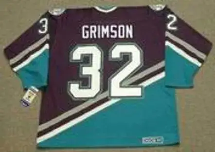 STU GRIMSON Anaheim Mighty Ducks 1998 Away CCM NHL Vintage Throwback Jersey 