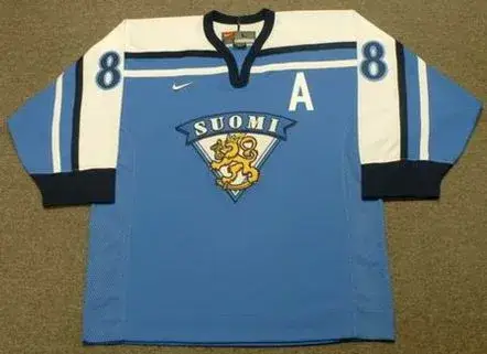 TEEMU SELANNE 2002 Team Finland Nike Olympic Throwback Hockey Jersey