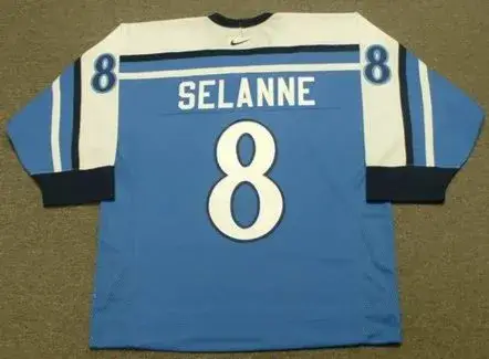 TEEMU SELANNE 2002 Team Finland Nike Olympic Throwback Hockey Jersey 