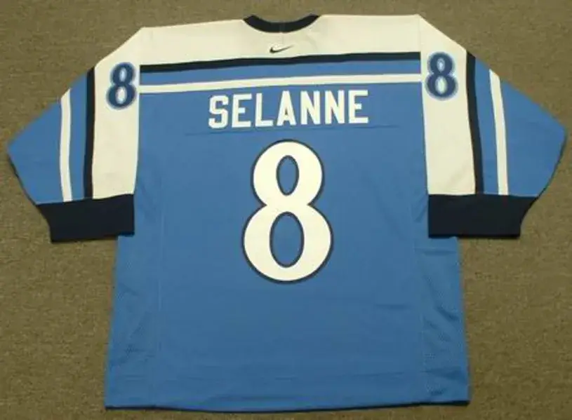 TEEMU SELANNE 2002 Team Finland Nike Olympic Throwback Hockey Jersey 