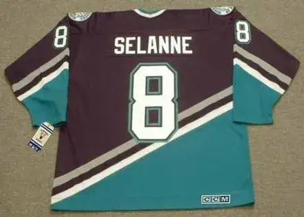 TEEMU SELANNE Anaheim Mighty Ducks 1997 Away CCM NHL Vintage Throwback Jersey 