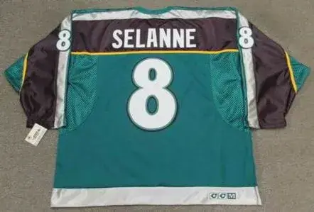 TEEMU SELANNE Anaheim Mighty Ducks 1998 CCM Throwback Alternate NHL Jersey 