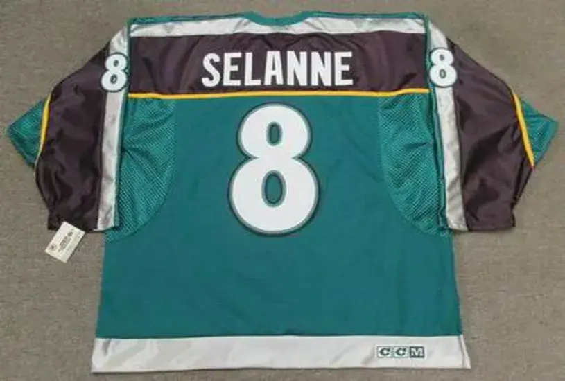 TEEMU SELANNE Anaheim Mighty Ducks 1998 CCM Throwback Alternate NHL Jersey 