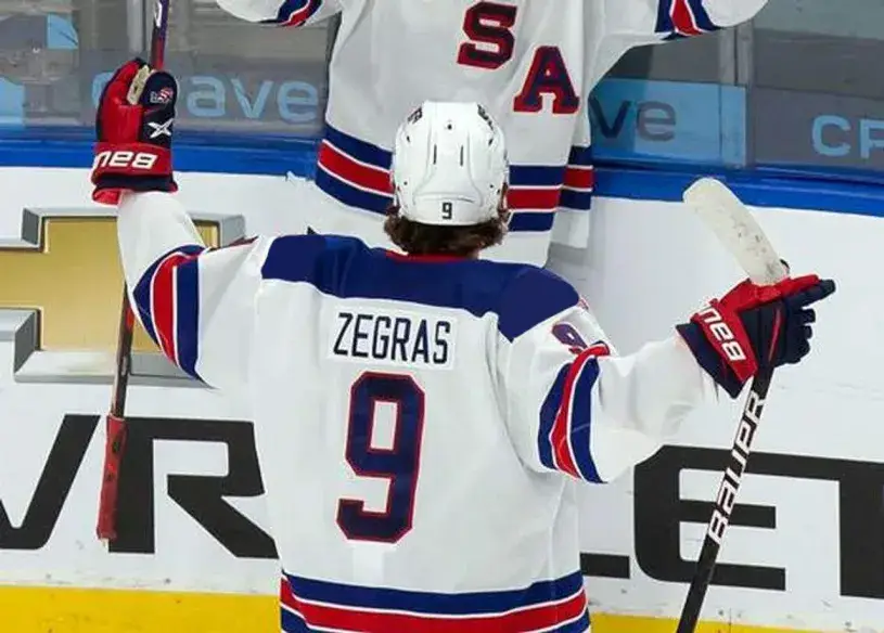 TREVOR ZEGRAS 2020 USA Nike Throwback Hockey Jersey 