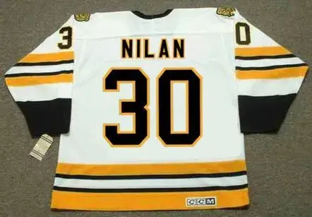 CHRIS NILAN Boston Bruins 1990 CCM Vintage Throwback Home NHL Hockey Jersey 