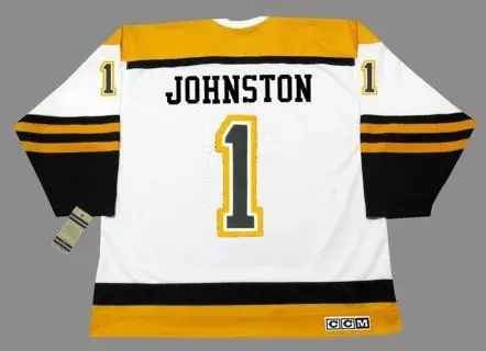 EDDIE JOHNSTON Boston Bruins 1966 CCM Vintage Throwback Away NHL Hockey Jersey 