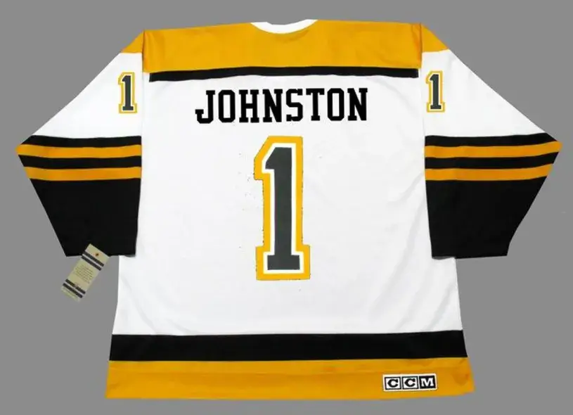EDDIE JOHNSTON Boston Bruins 1966 CCM Vintage Throwback Away NHL Hockey Jersey 