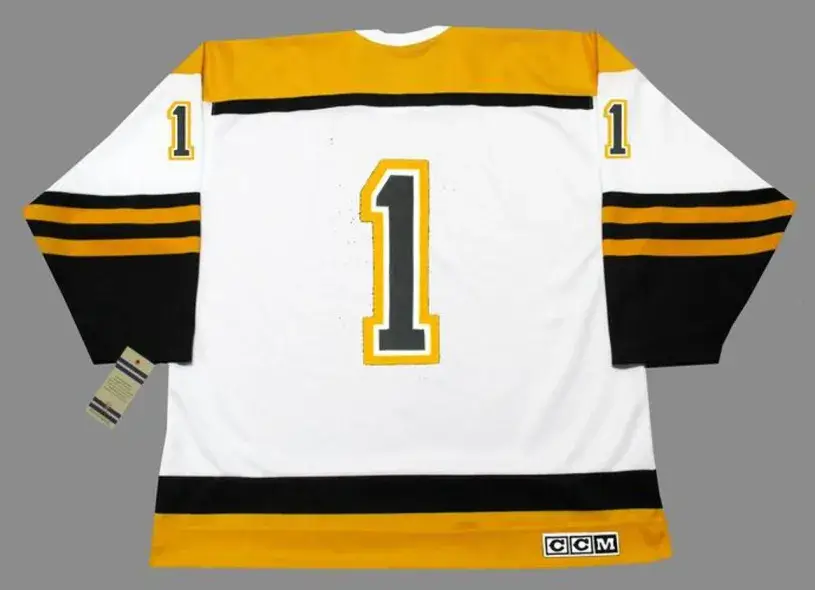 EDDIE JOHNSTON Boston Bruins 1966 CCM Vintage Throwback Away NHL Hockey Jersey 