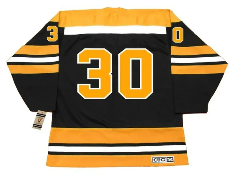 GERRY CHEEVERS Boston Bruins 1970 CCM Vintage Throwback Away NHL Hockey Jersey 