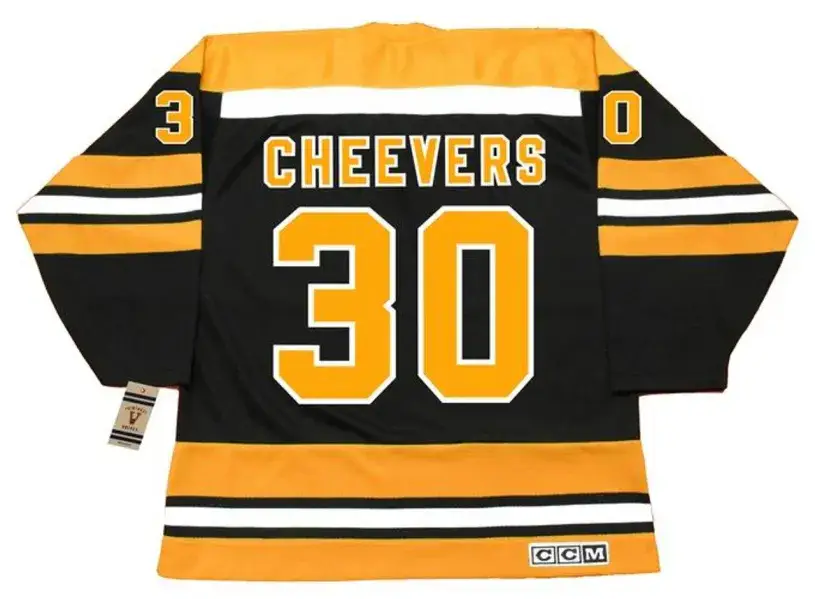 GERRY CHEEVERS Boston Bruins 1975 CCM Vintage Throwback NHL Hockey Jersey 