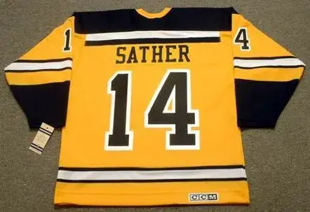 GLEN SATHER Boston Bruins 1966 CCM Vintage Throwback NHL Jersey 