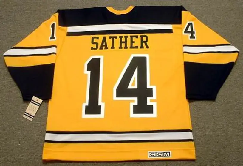 GLEN SATHER Boston Bruins 1966 CCM Vintage Throwback NHL Jersey 