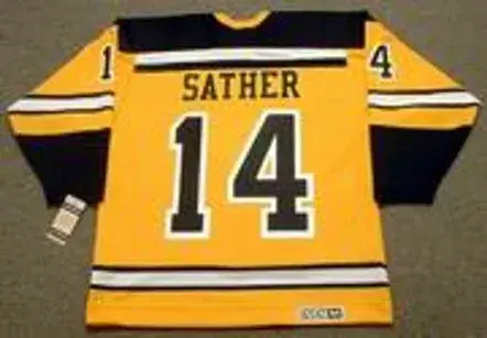 GLEN SATHER Boston Bruins 1966 CCM Vintage Throwback NHL Jersey 