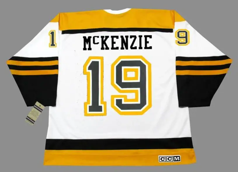 JOHNNY McKENZIE Boston Bruins 1966 CCM Vintage Throwback Away NHL Hockey Jersey 