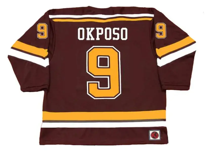 KYLE OKPOSO Minnesota Gophers 2007 NCAA Throwback Hockey Jersey 