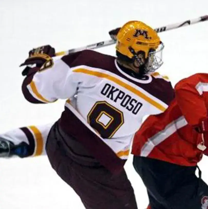 KYLE OKPOSO Minnesota Gophers 2007 NCAA Throwback Hockey Jersey 