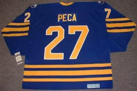MICHAEL PECA Buffalo Sabres 1995 CCM Vintage Throwback Away Hockey Jersey