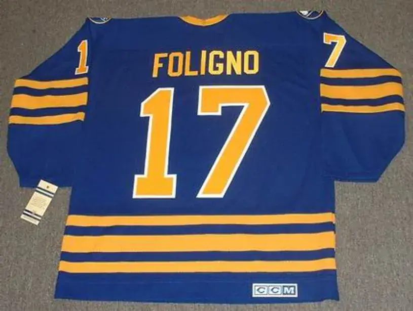 MIKE FOLIGNO Buffalo Sabres 1982 CCM Vintage Throwback Away NHL Hockey Jersey 