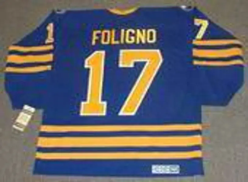 MIKE FOLIGNO Buffalo Sabres 1982 CCM Vintage Throwback Away NHL Hockey Jersey 