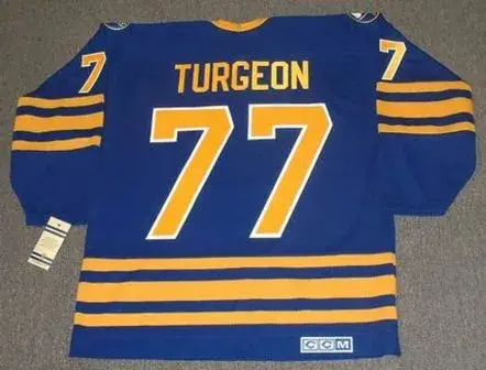PIERRE TURGEON Buffalo Sabres 1989 CCM Vintage Throwback Away NHL Hockey Jersey 