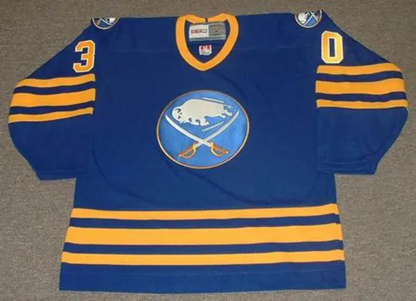 TOM BARRASSO Buffalo Sabres 1985 CCM Vintage Throwback Away NHL Hockey Jersey