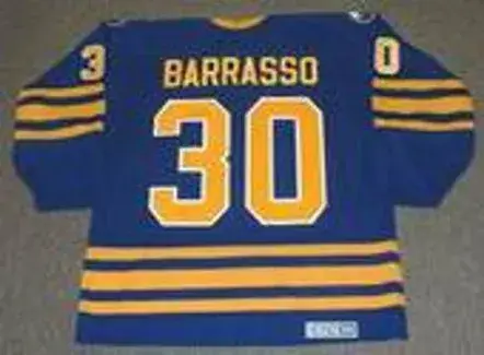TOM BARRASSO Buffalo Sabres 1985 CCM Vintage Throwback Away NHL Hockey Jersey 