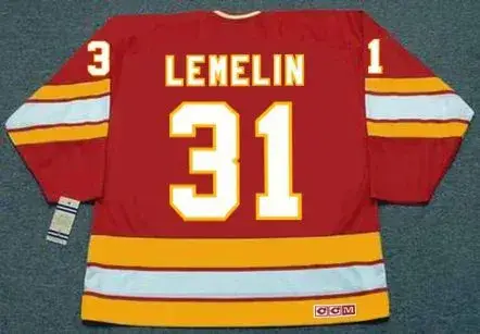 REJEAN LEMELIN Calgary Flames 1982 CCM Vintage Throwback NHL Hockey Jersey 