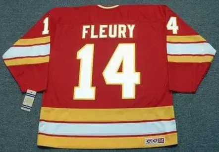 THEOREN FLEURY Calgary Flames 1980’s Away CCM NHL Vintage Throwback Jersey 
