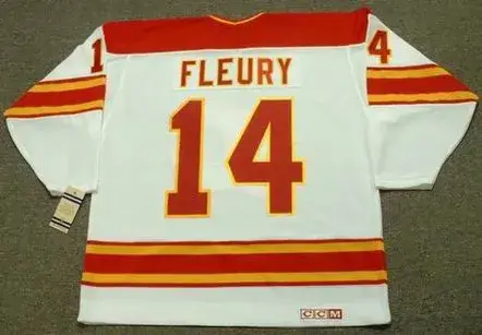 THEOREN FLEURY Calgary Flames 1980’s CCM Vintage Throwback Home NHL Hockey Jersey 