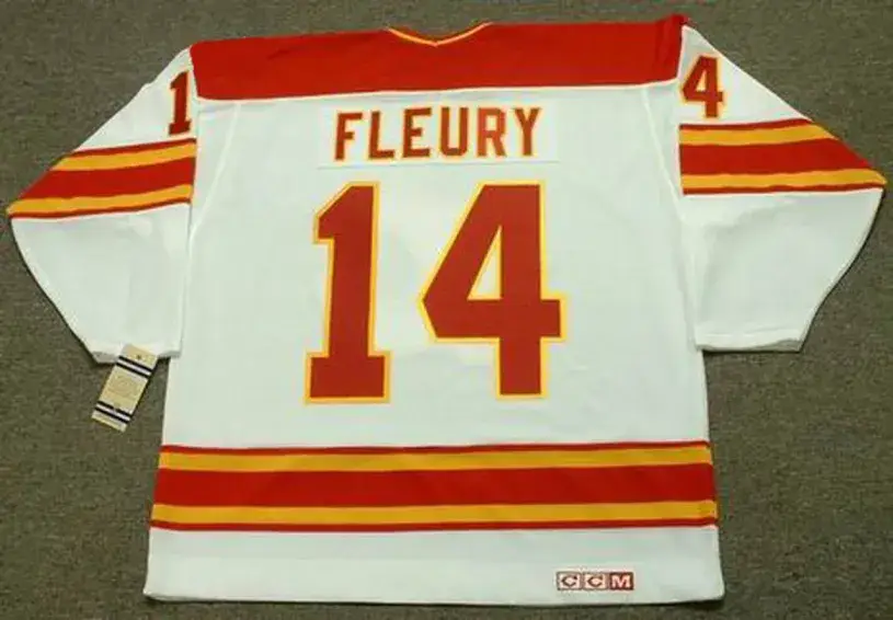 THEOREN FLEURY Calgary Flames 1980’s CCM Vintage Throwback Home NHL Hockey Jersey 
