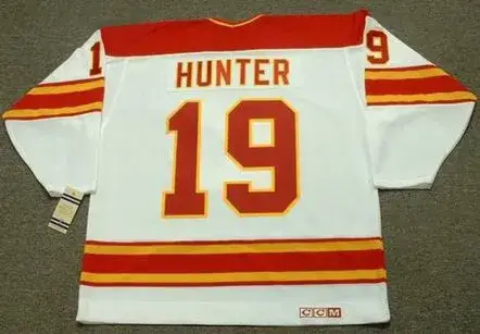 TIM HUNTER Calgary Flames 1980’s CCM Vintage Throwback Home NHL Hockey Jersey 