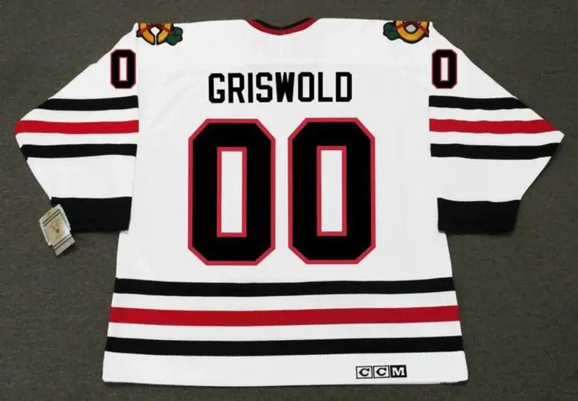CLARK GRISWOLD Chicago Blackhawks CCM NHL Vintage White Hockey Jersey 