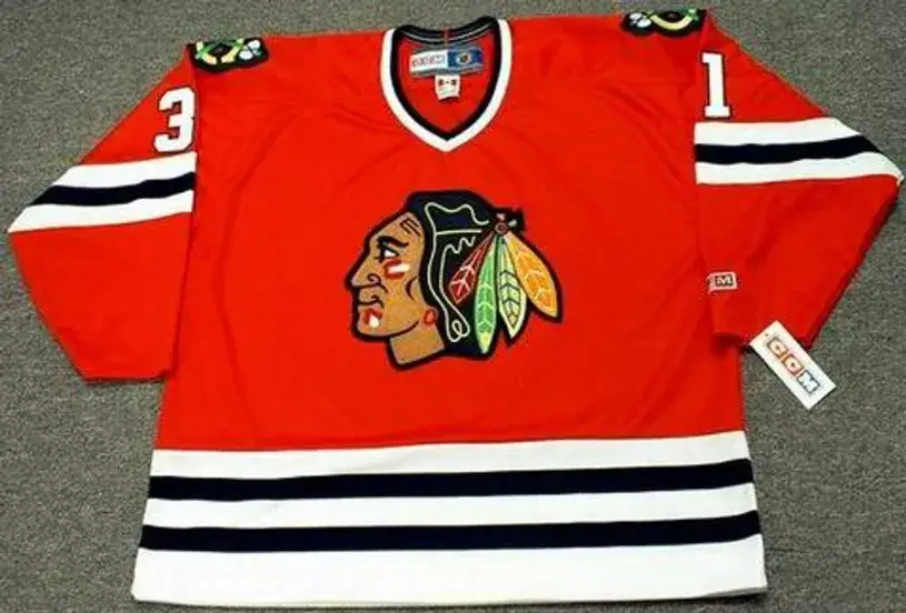 DOMINIK HASEK Chicago Blackhawks 1992 CCM Throwback Away Hockey Jersey