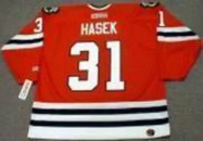 DOMINIK HASEK Chicago Blackhawks 1992 CCM Throwback Away Hockey Jersey 