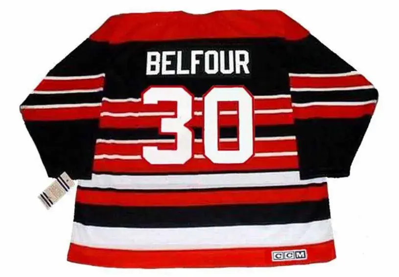 ED BELFOUR Chicago Blackhawks 1992 CCM Vintage Throwback NHL Hockey Jersey 